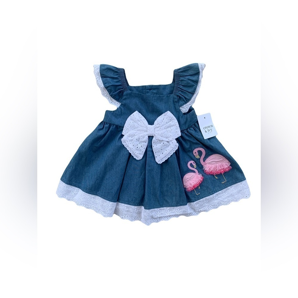 Crown & Ivy NWT Flamingo Eyelet Bow Dress